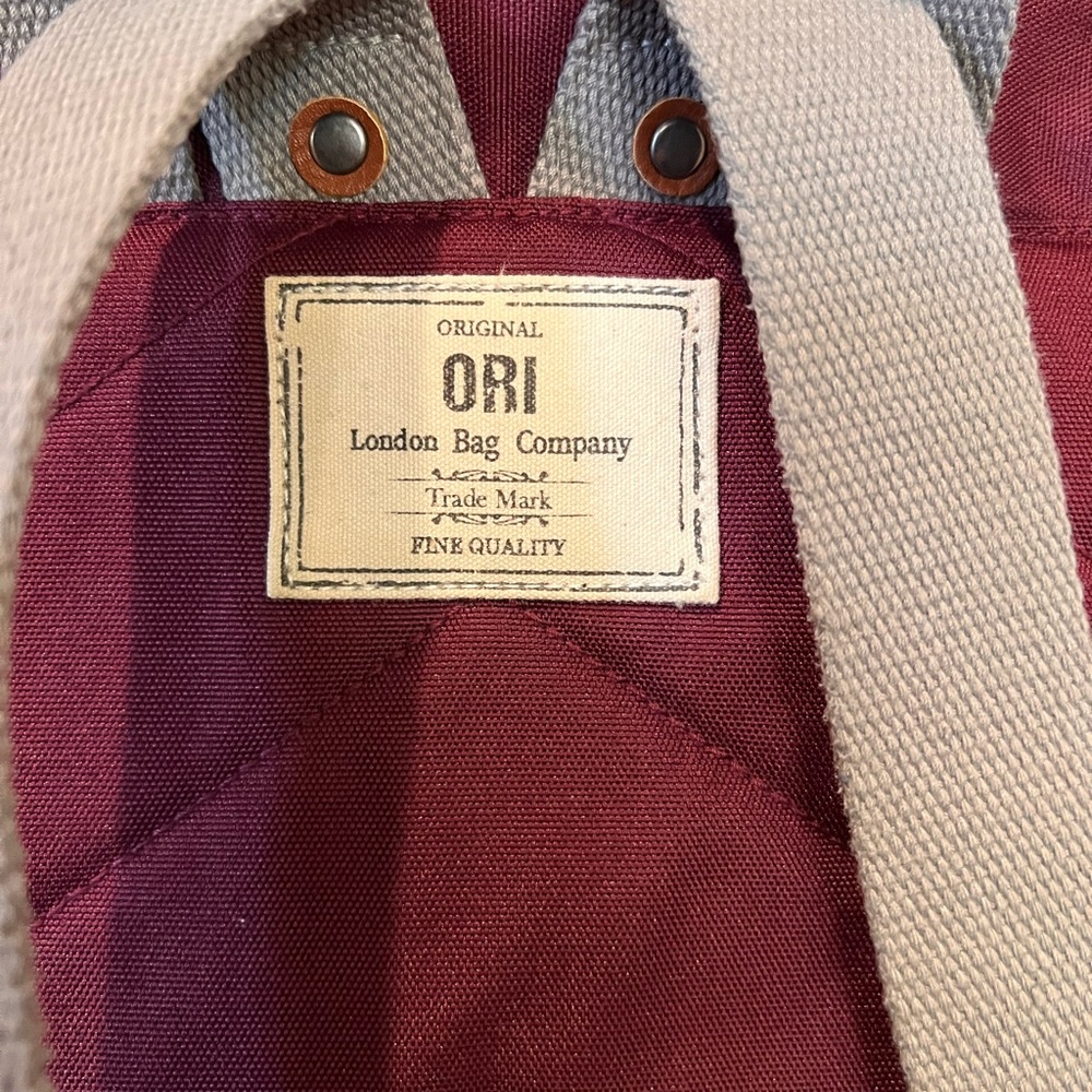 Maroon Canvas Backpack Tote with Gray Straps - Picture 2 of 4